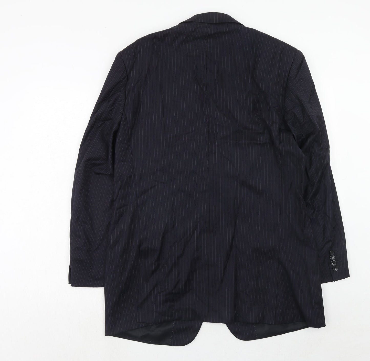 French Eye Mens Blue Striped Wool Jacket Suit Jacket Size 42 Regular