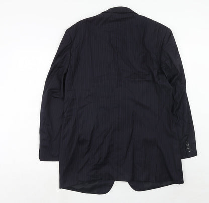 French Eye Mens Blue Striped Wool Jacket Suit Jacket Size 42 Regular