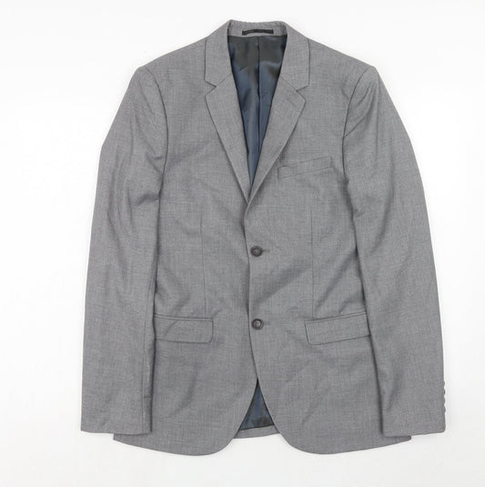 Mens UK Size 38 Topman Regular Grey Suit Jacket