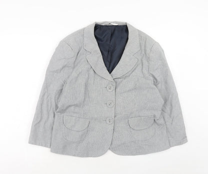 BHS Womens Grey Striped Cotton Jacket Blazer Size 20