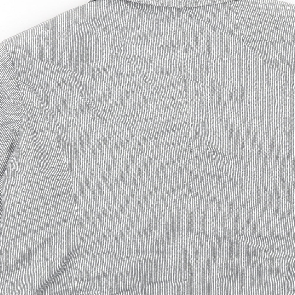 BHS Womens Grey Striped Cotton Jacket Blazer Size 20