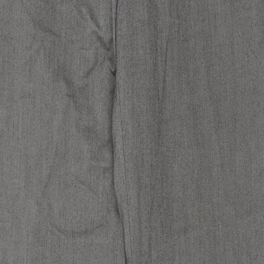 Marks and Spencer Mens Grey Polyester Trousers Size 30 in L33 in Regular Hook & Eye