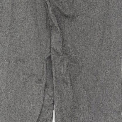 Marks and Spencer Mens Grey Polyester Trousers Size 30 in L33 in Regular Hook & Eye