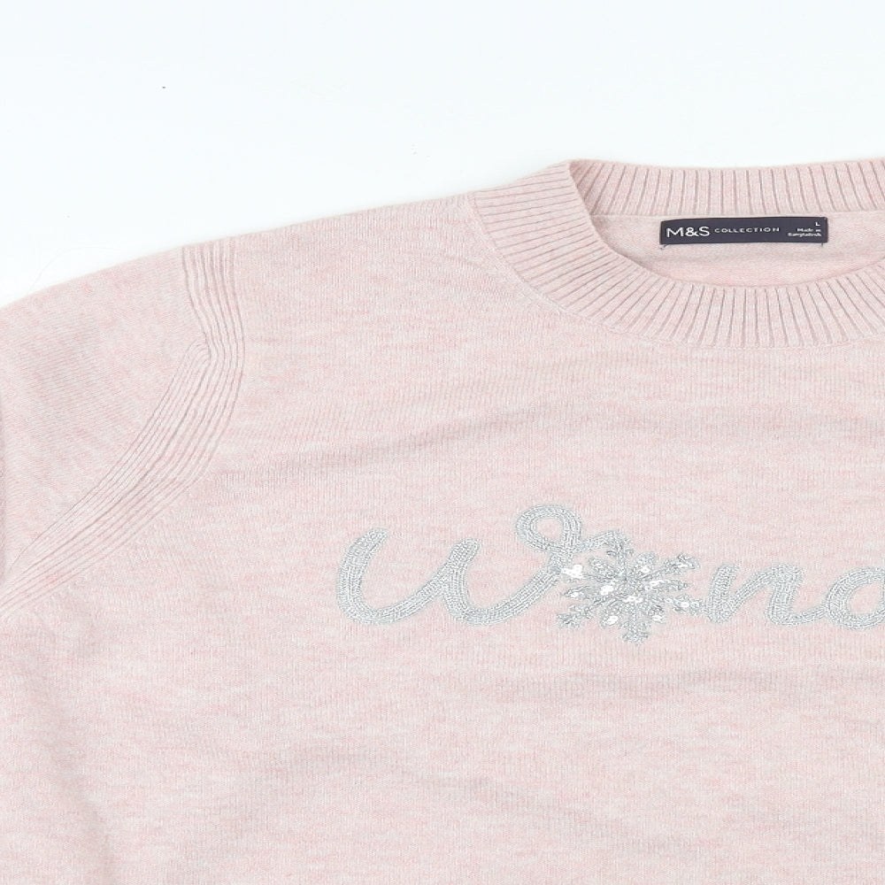 Womens UK Size L Marks and Spencer Pink Pullover Jumper