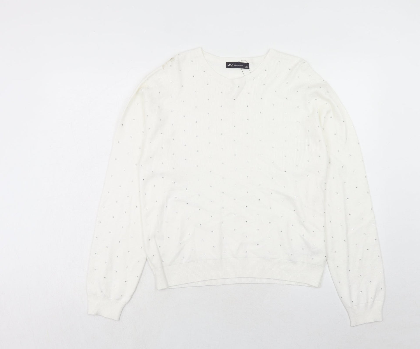 Womens UK Size M Marks and Spencer White Pullover Jumper