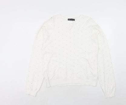 Womens UK Size M Marks and Spencer White Pullover Jumper