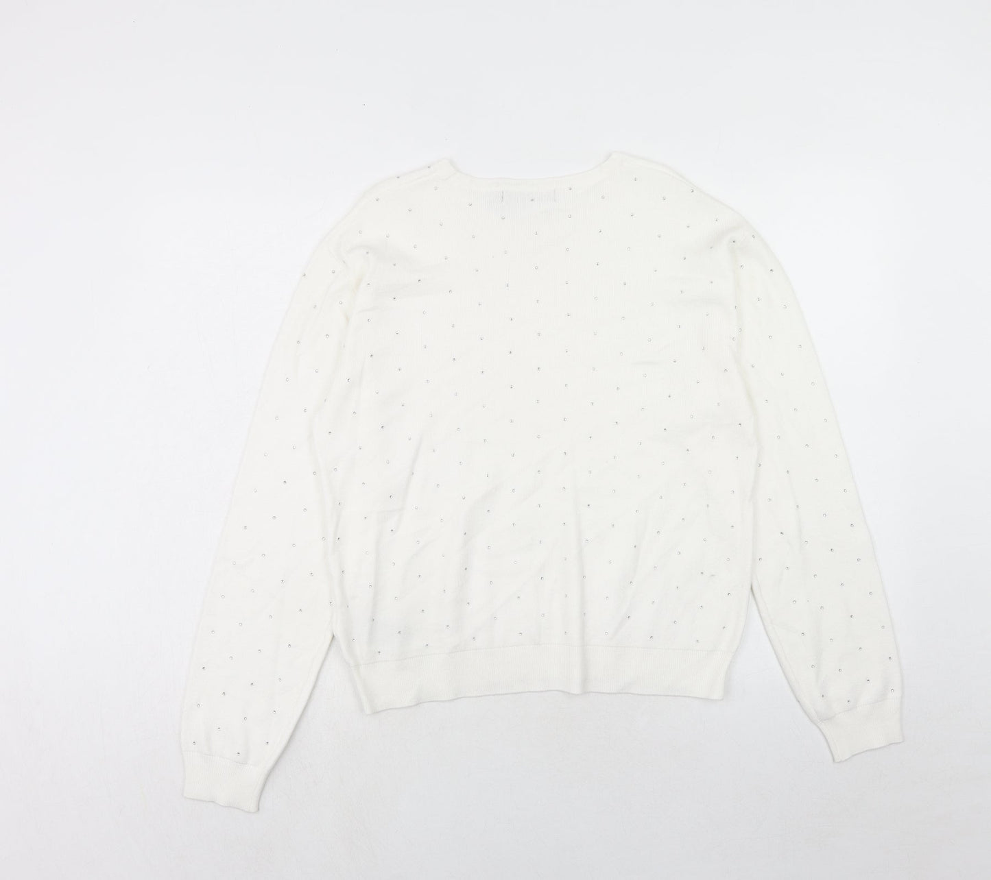 Womens UK Size M Marks and Spencer White Pullover Jumper
