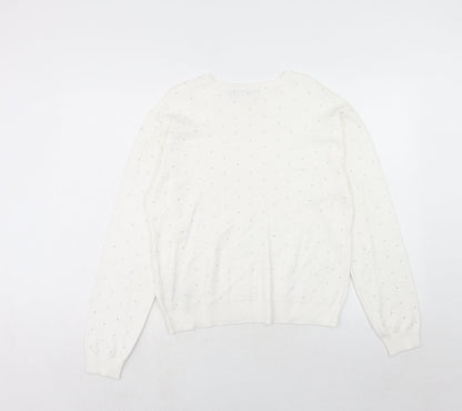 Womens UK Size M Marks and Spencer White Pullover Jumper