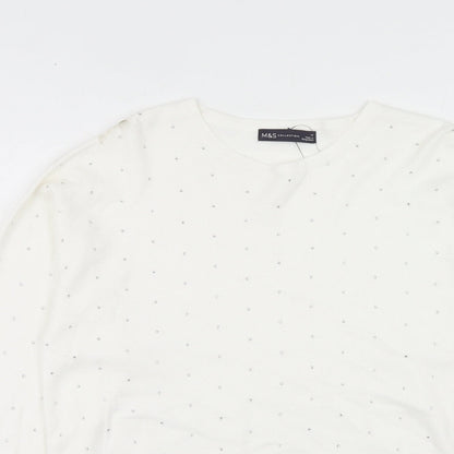 Womens UK Size M Marks and Spencer White Pullover Jumper