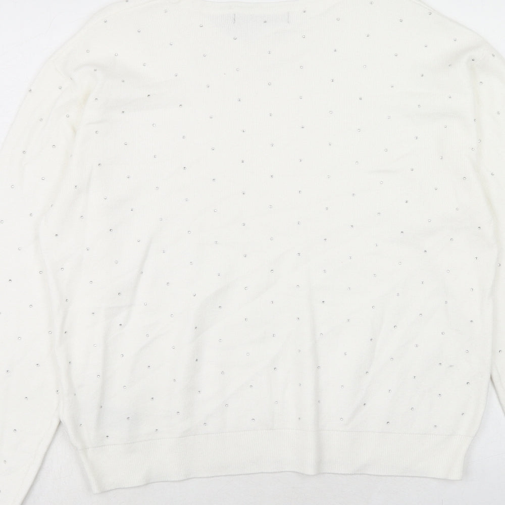 Womens UK Size M Marks and Spencer White Pullover Jumper