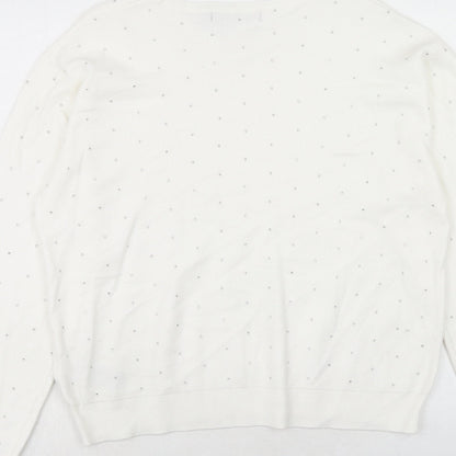 Womens UK Size M Marks and Spencer White Pullover Jumper