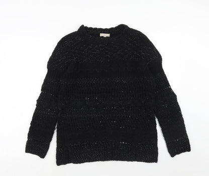 Twist Womens Black Round Neck Acrylic Pullover Jumper Size XS