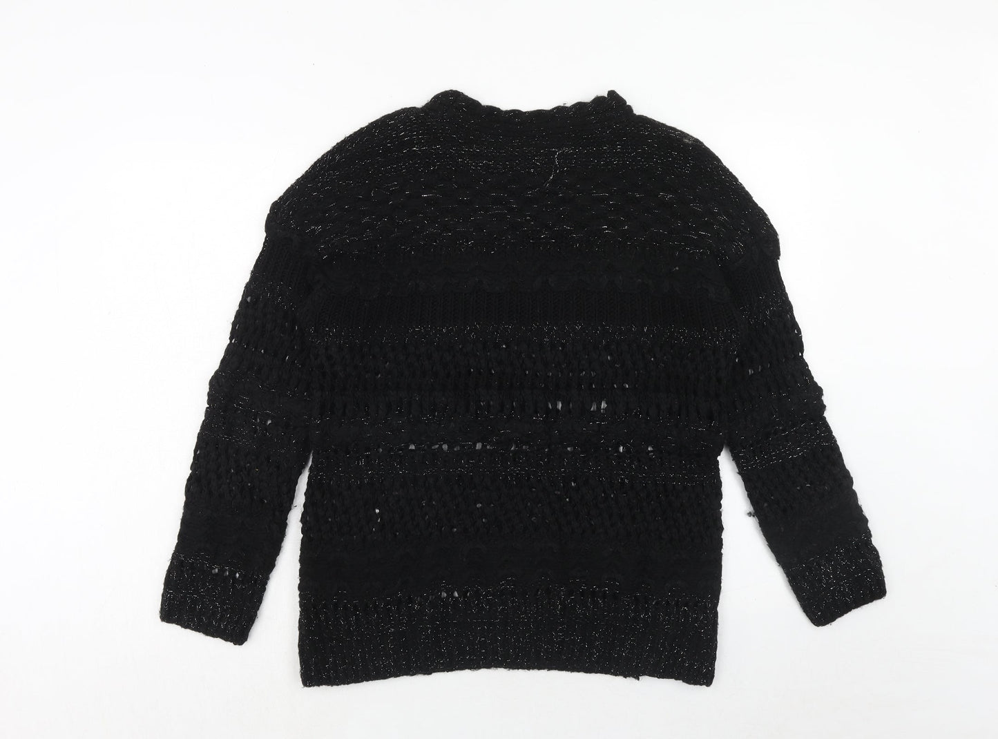 Twist Womens Black Round Neck Acrylic Pullover Jumper Size XS