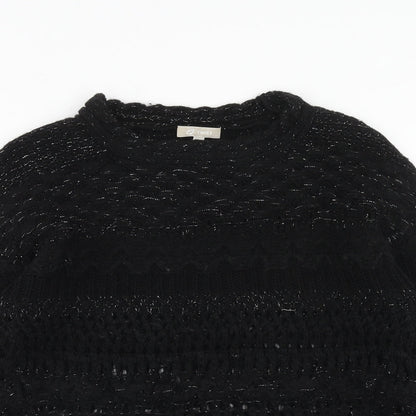 Twist Womens Black Round Neck Acrylic Pullover Jumper Size XS