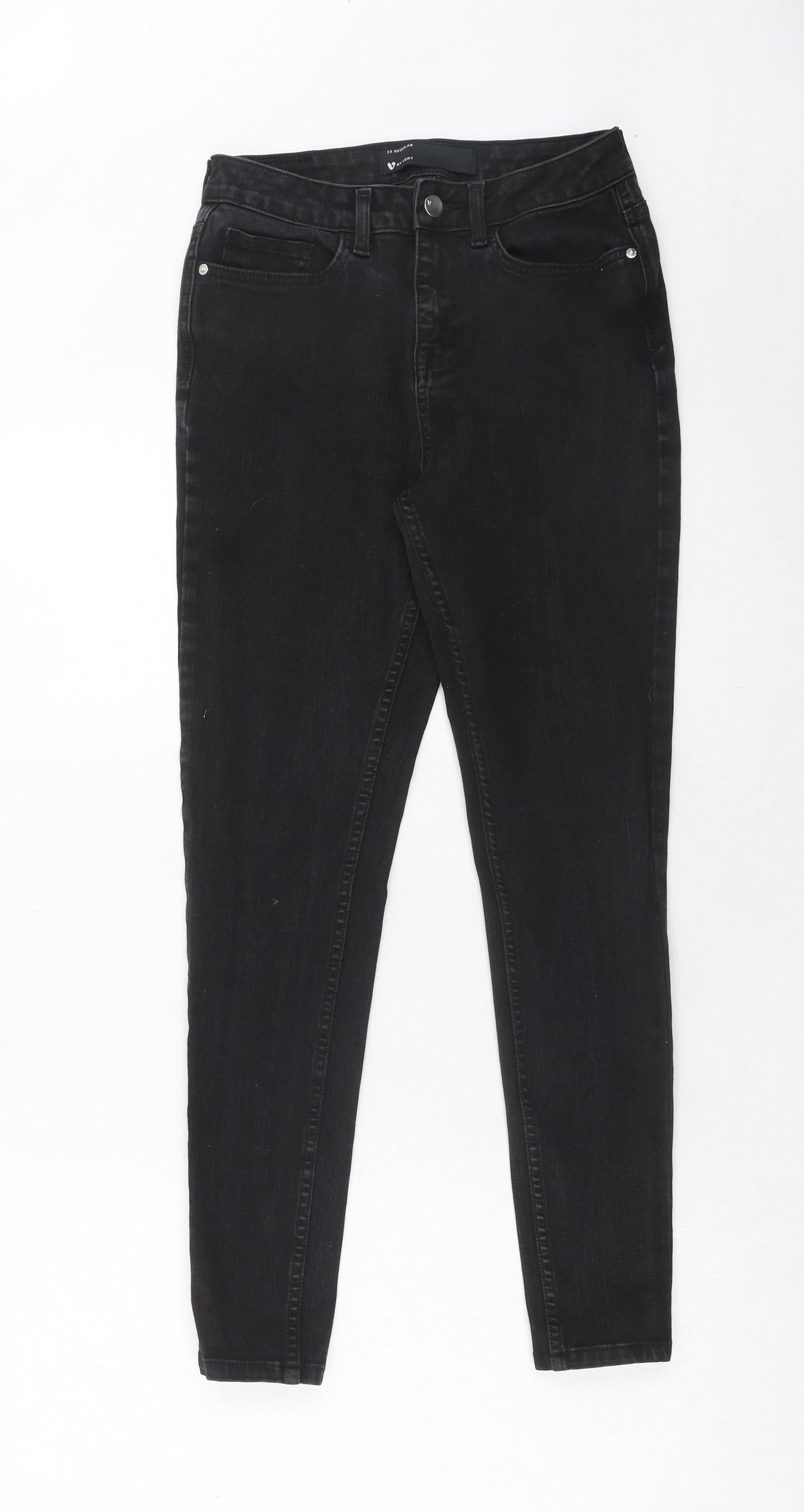 Very Womens Black Cotton Skinny Jeans Size 10 Regular Zip