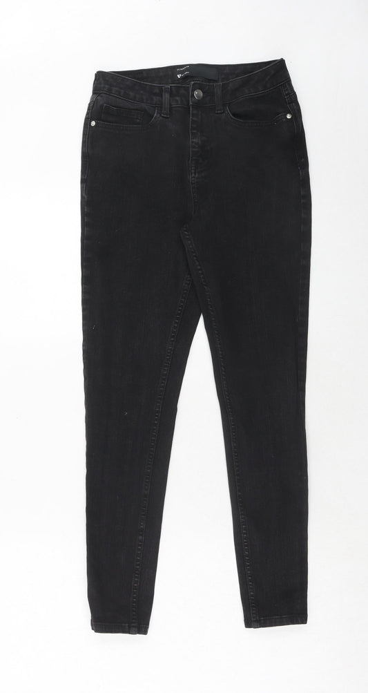 Very Womens Black Cotton Skinny Jeans Size 10 Regular Zip