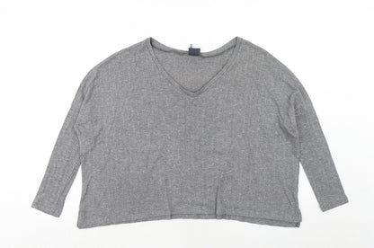 Womens UK Size XS Sparkle & Fade Grey Basic T-Shirt