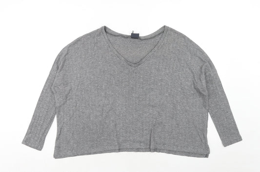 Womens UK Size XS Sparkle & Fade Grey Basic T-Shirt