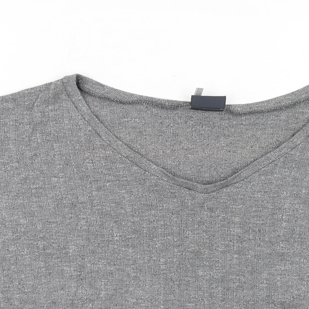 Womens UK Size XS Sparkle & Fade Grey Basic T-Shirt