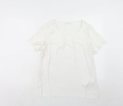 Womens UK Size M VILA White Basic T-Shirt