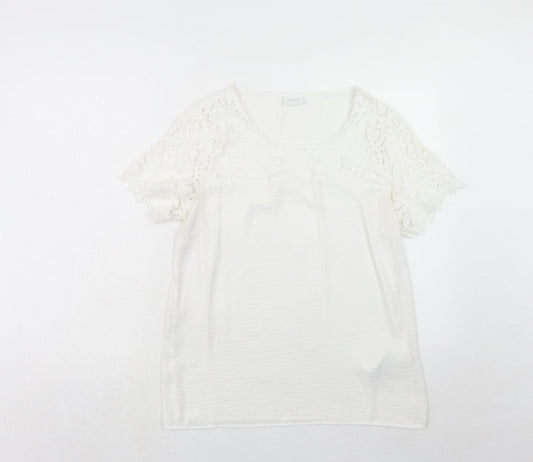 Womens UK Size M VILA White Basic T-Shirt