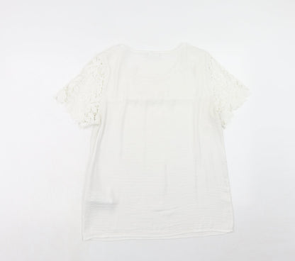 Womens UK Size M VILA White Basic T-Shirt