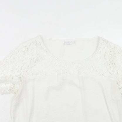Womens UK Size M VILA White Basic T-Shirt