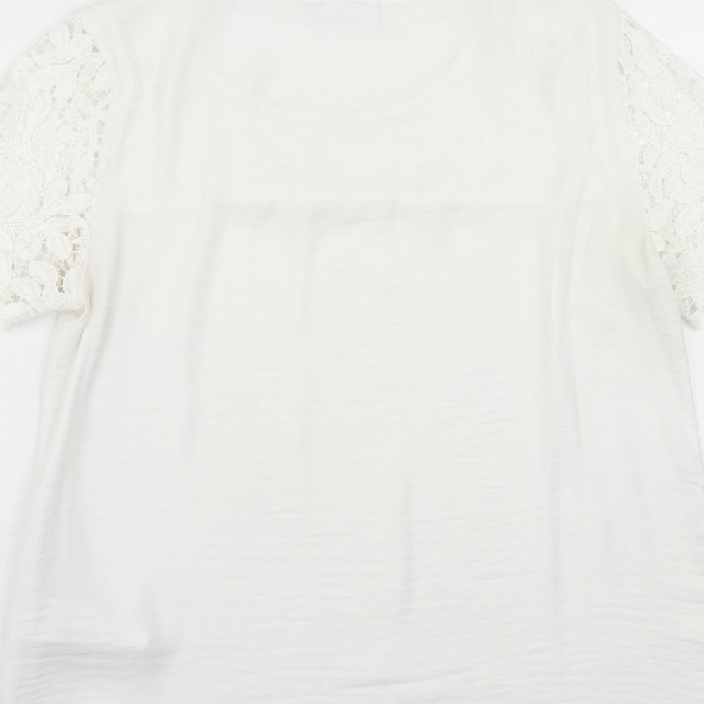 Womens UK Size M VILA White Basic T-Shirt