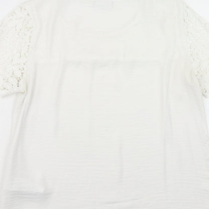 Womens UK Size M VILA White Basic T-Shirt
