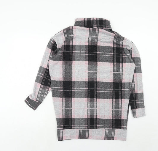 River Island Womens Pink Roll Neck Plaid Polyester Pullover Jumper Size 10