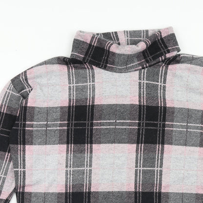 River Island Womens Pink Roll Neck Plaid Polyester Pullover Jumper Size 10