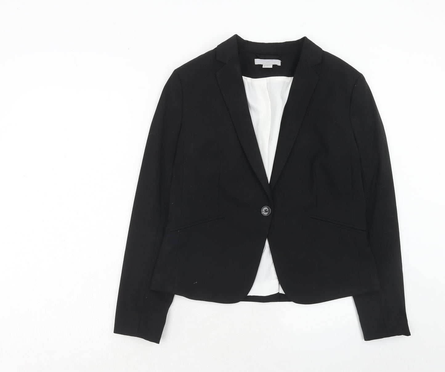 H&M Womens Black Polyester Jacket Blazer Size 14