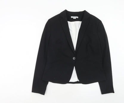 H&M Womens Black Polyester Jacket Blazer Size 14