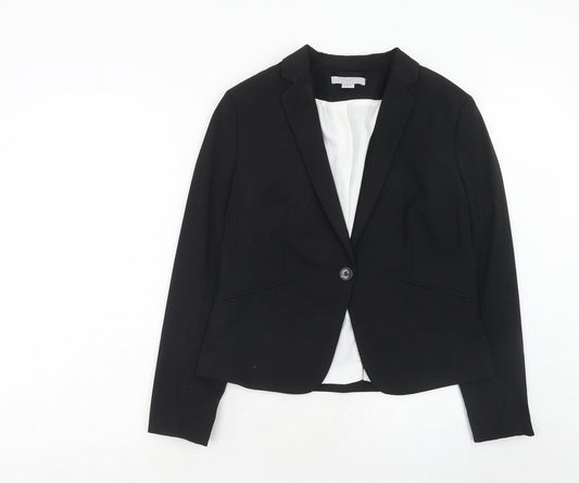 H&M Womens Black Polyester Jacket Blazer Size 14