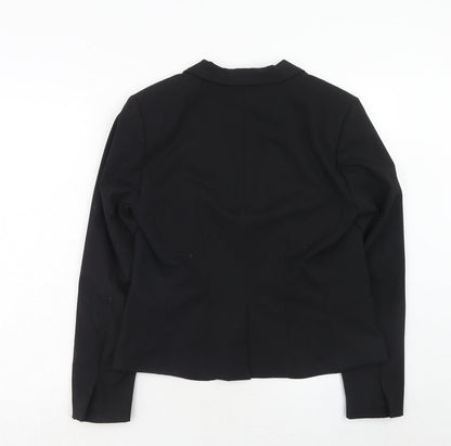 H&M Womens Black Polyester Jacket Blazer Size 14