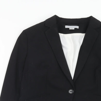H&M Womens Black Polyester Jacket Blazer Size 14