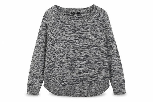 Front view of Originals women’s grey round neck acrylic jumper, size L