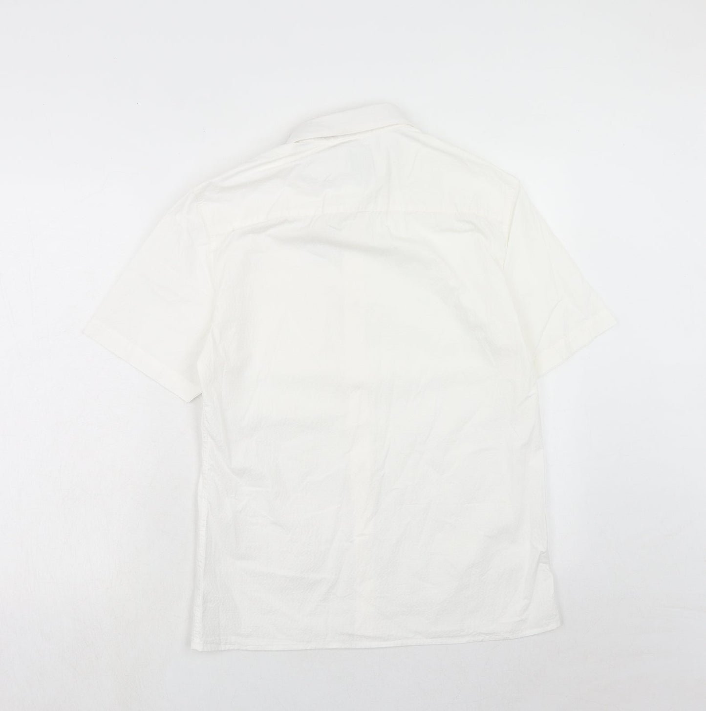 River Island Mens White Cotton Button-Up Size S Collared Button