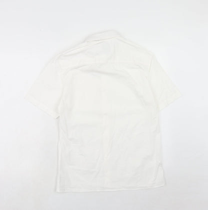 River Island Mens White Cotton Button-Up Size S Collared Button