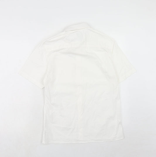 River Island Mens White Cotton Button-Up Size S Collared Button