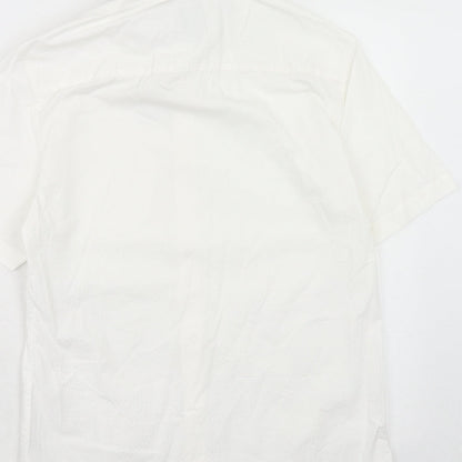 River Island Mens White Cotton Button-Up Size S Collared Button