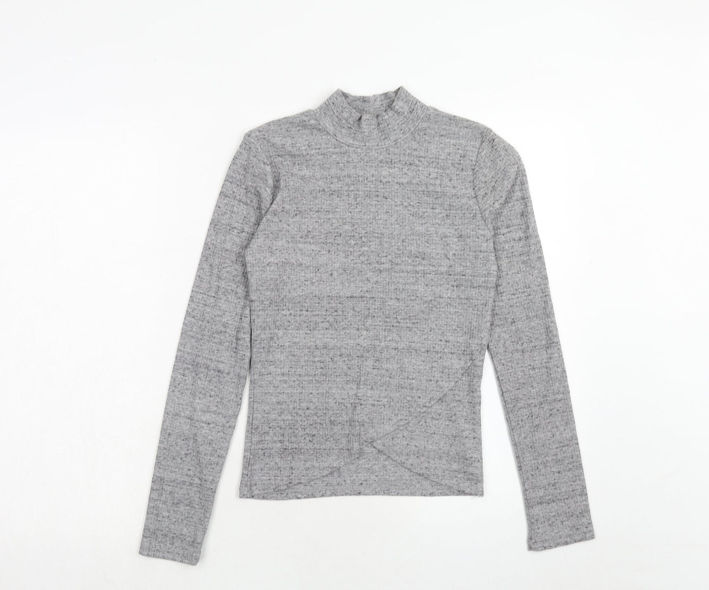 Womens UK Size L Bershka Grey Basic T-Shirt