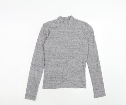 Womens UK Size L Bershka Grey Basic T-Shirt