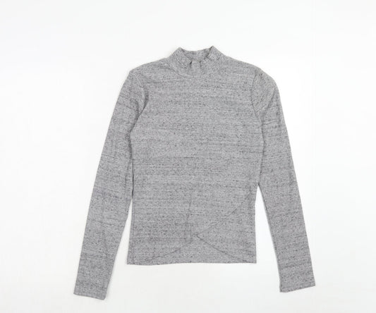 Womens UK Size L Bershka Grey Basic T-Shirt