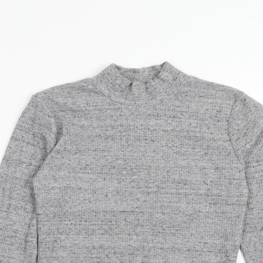 Womens UK Size L Bershka Grey Basic T-Shirt