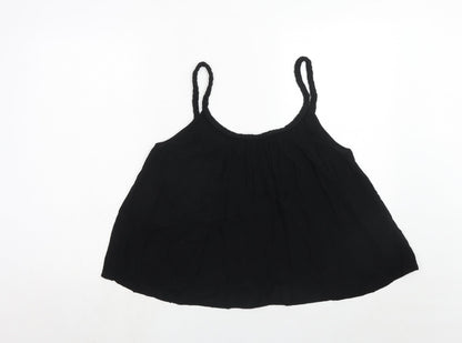 Topshop Womens Black Viscose Basic Tank Size 10 Round Neck