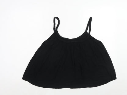 Topshop Womens Black Viscose Basic Tank Size 10 Round Neck