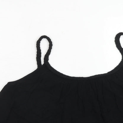 Topshop Womens Black Viscose Basic Tank Size 10 Round Neck