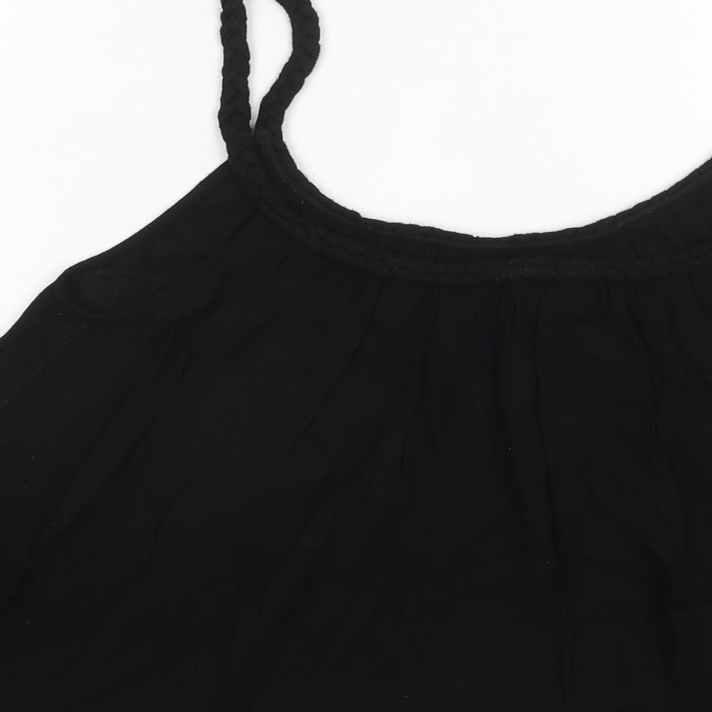 Topshop Womens Black Viscose Basic Tank Size 10 Round Neck
