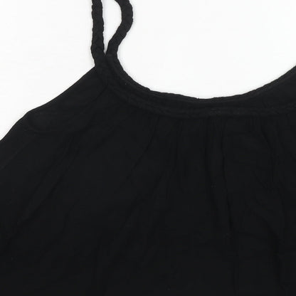 Topshop Womens Black Viscose Basic Tank Size 10 Round Neck